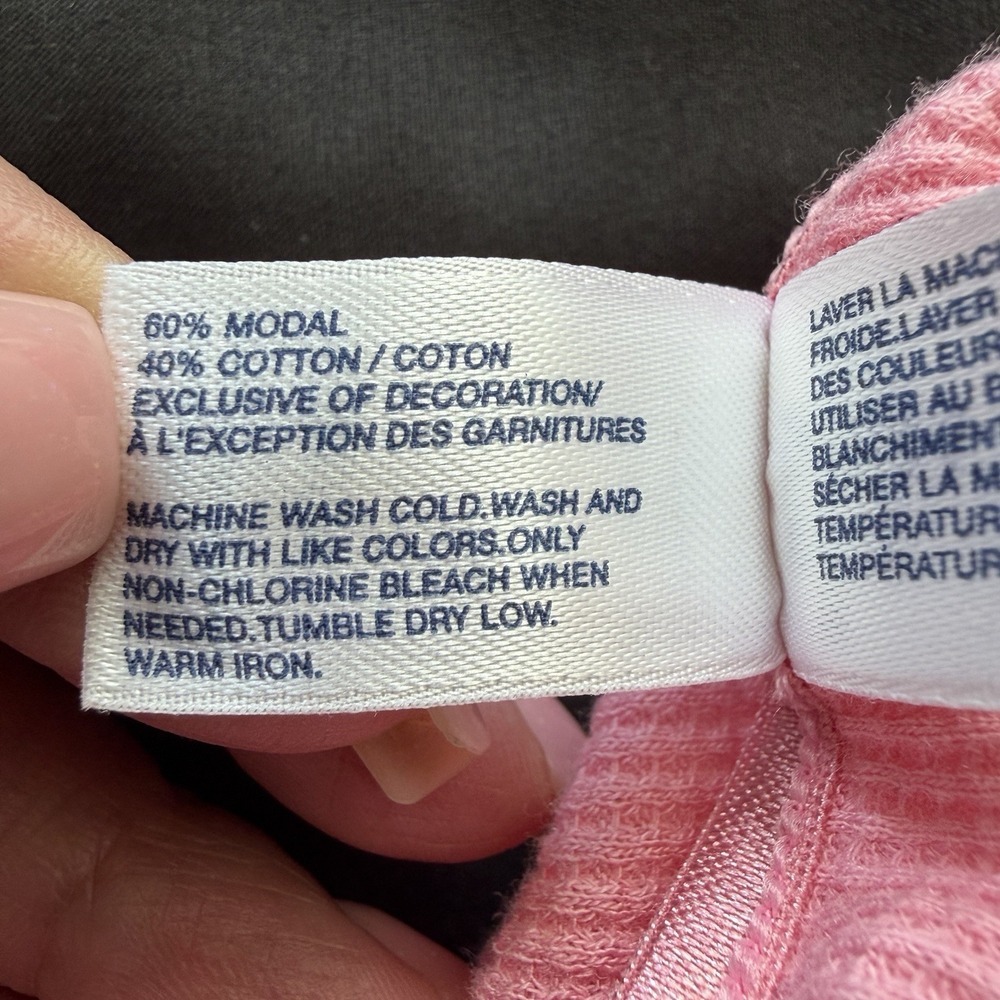 Vintage Y2K GAP Body Pink Waffle Knit‎ Lace Cami Top Medium Coquette - Picture 10 of 11